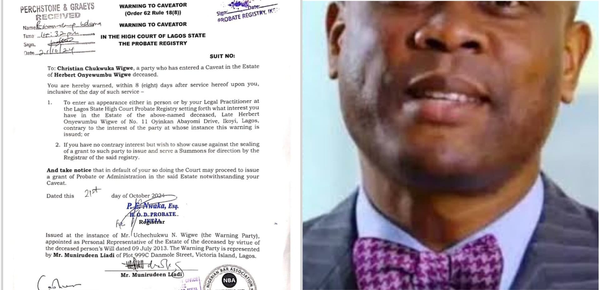 Truth Behind Herbert Wigwe’s Will: Court Demands Answers from Christian Chukwuka Wigwe Amid Family Feud