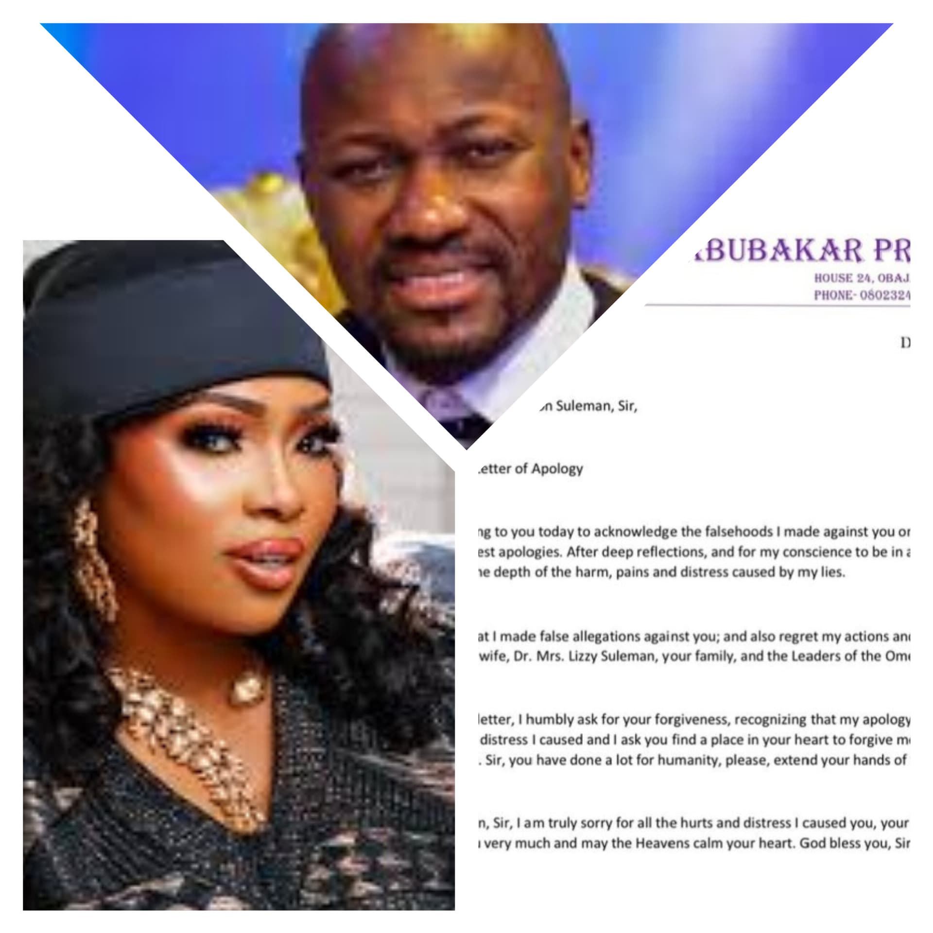 Defamation: Star Actress, Halima Abubakar, Apologizes for Spreading Falsehoods Against Apostle Suleman, Wife